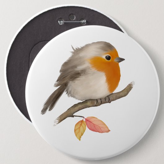 English Robin Bird Button (Vorne & Hinten)