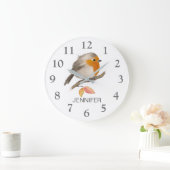 English Robin Bird Large Clock Große Wanduhr (Zuhause)