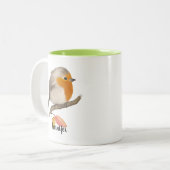 English Robin Bird Zweifarbige Tasse (Vorderseite Links)