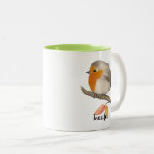 English Robin Bird Zweifarbige Tasse (VorderseiteRechts)