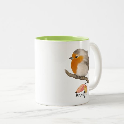 English Robin Bird Zweifarbige Tasse (VorderseiteRechts)