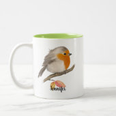 English Robin Bird Zweifarbige Tasse (Links)