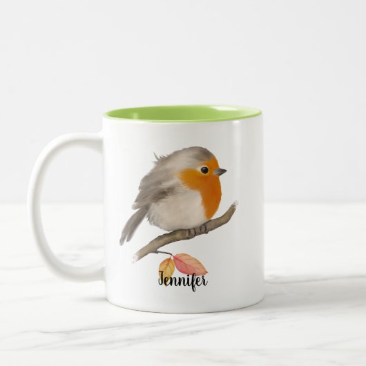 English Robin Bird Zweifarbige Tasse (Links)