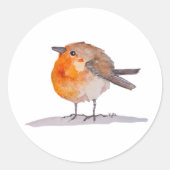 English Robin Watercolor Runder Aufkleber (Vorderseite)
