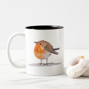 English Robin Watercolor Zweifarbige Tasse