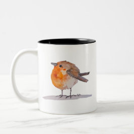 English Robin Watercolor Zweifarbige Tasse
