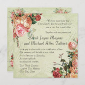 English Rose Bouquet, Vintag in modernen, wirbello Einladung (Vorne/Hinten)