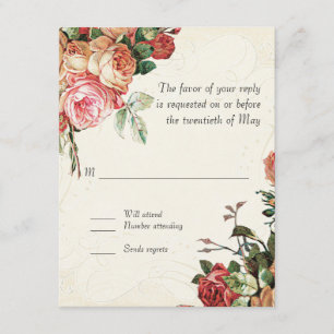 English Rose Bouquet, Vintag in modernen, wirbello RSVP Karte