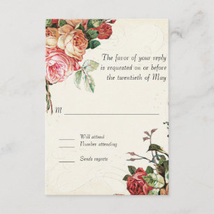 English Rose Bouquet, Vintag in modernen, wirbello RSVP Karte