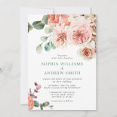 English Rose Bouquet Wedding Einladung (Vorderseite)