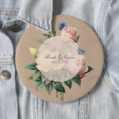 English Rose Butterfly Garden Wedding Button (Beispiel)