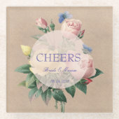 English Rose Butterfly Garden Wedding Cheers Glasuntersetzer (Vorderseite)