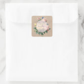 English Rose Butterfly Garden Wedding Danke Quadratischer Aufkleber (Tasche)