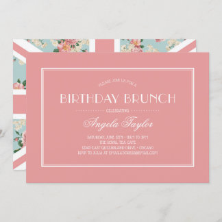 English Rose Union Jack Birthday Einladung