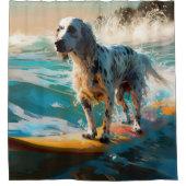 English Setter Beach Surfgrafik Duschvorhang (Vorderseite)
