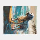 English Setter Beach Surfgrafik Fleecedecke (Vorderseite (Horizontal))