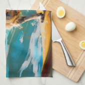 English Setter Beach Surfgrafik Geschirrtuch (Viertel Falte)