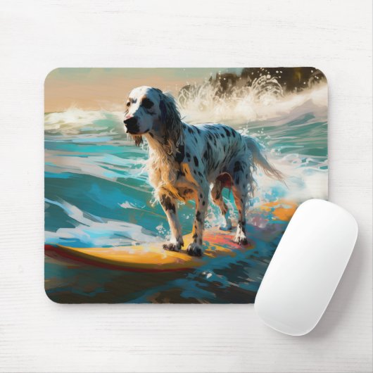 English Setter Beach Surfgrafik Mousepad (Mit Mouse)