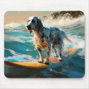 English Setter Beach Surfgrafik Mousepad