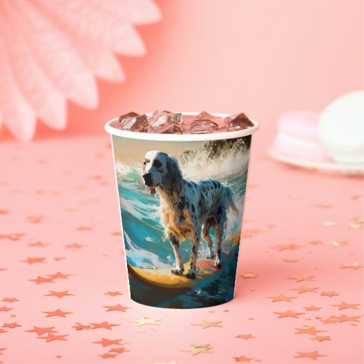 English Setter Beach Surfgrafik Pappbecher (Insitu)