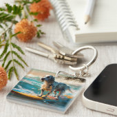 English Setter Beach Surfgrafik Schlüsselanhänger (Vorderseite rechts)