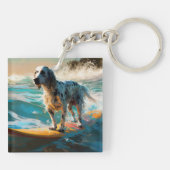 English Setter Beach Surfgrafik Schlüsselanhänger (Rückseite)