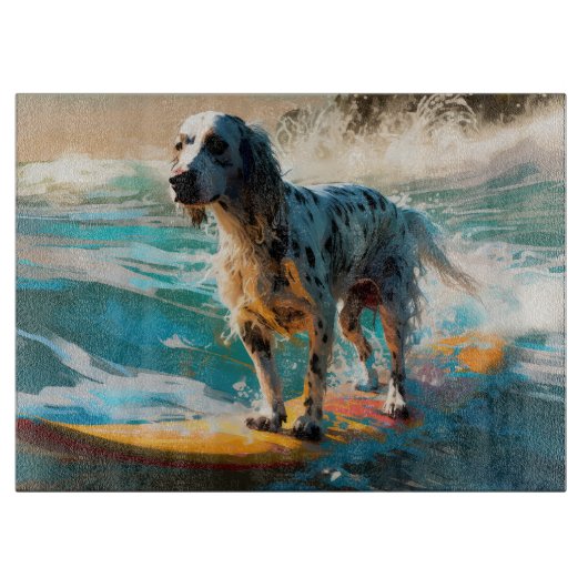 English Setter Beach Surfgrafik Schneidebrett (Vorderseite)