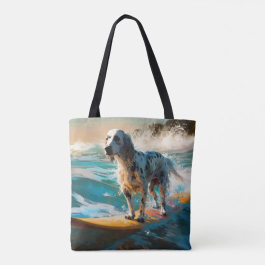 English Setter Beach Surfgrafik Tasche (Rückseite)