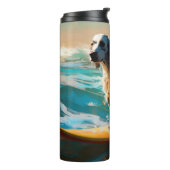 English Setter Beach Surfgrafik Thermosbecher (Nach links gedreht)