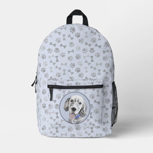 English Setter Blue Belton Malerei Hund Art Bedruckter Rucksack (Vorderseite)