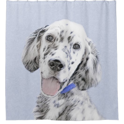 English Setter Blue Belton Malerei Hund Art Duschvorhang (Vorderseite)