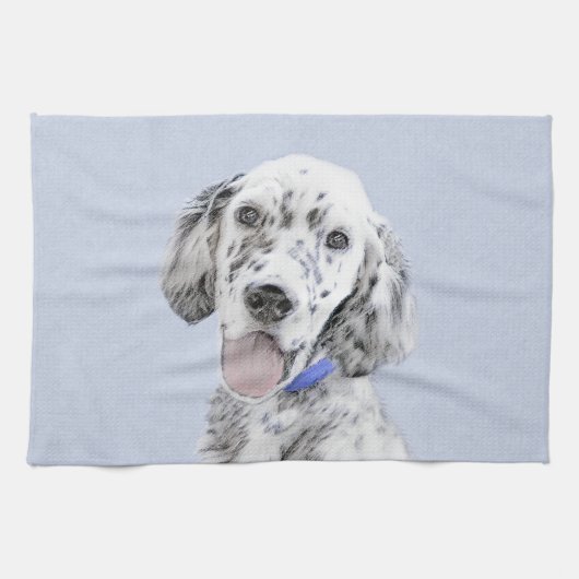 English Setter Blue Belton Malerei Hund Art Geschirrtuch (Horizontal)