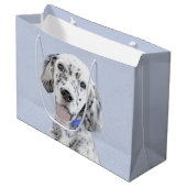 English Setter Blue Belton Malerei Hund Art Große Geschenktüte (Vorderseite Schrägansicht)