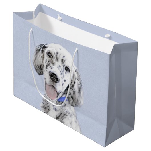 English Setter Blue Belton Malerei Hund Art Große Geschenktüte (Vorderseite Schrägansicht)