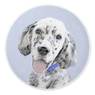 English Setter Blue Belton Malerei Hund Art Keramikknauf