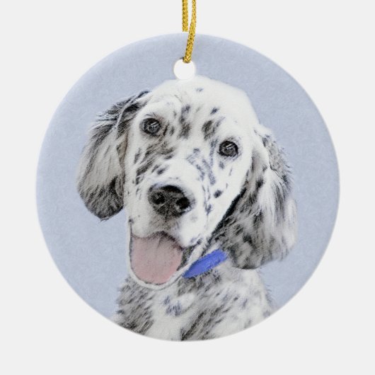 English Setter Blue Belton Malerei Hund Art Keramikornament (Vorne)
