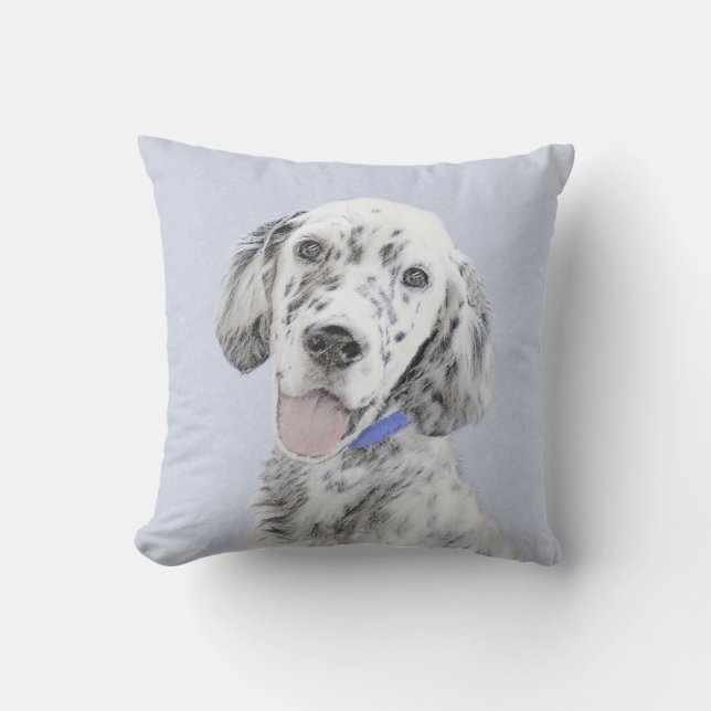 English Setter Blue Belton Malerei Hund Art Kissen (Vorderseite)