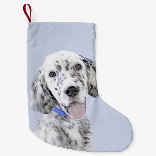 English Setter Blue Belton Malerei Hund Art Kleiner Weihnachtsstrumpf (Vorderseite)