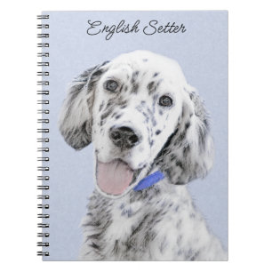 English Setter Blue Belton Malerei Hund Art Notizblock
