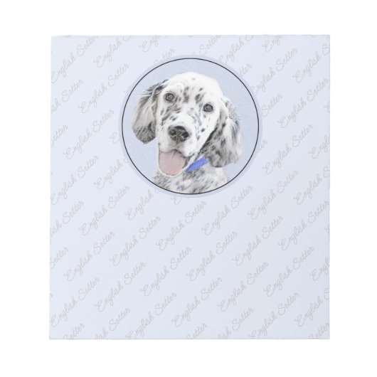 English Setter Blue Belton Malerei Hund Art Notizblock (Vorderseite)