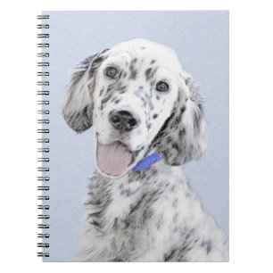English Setter Blue Belton Malerei Hund Art Notizblock