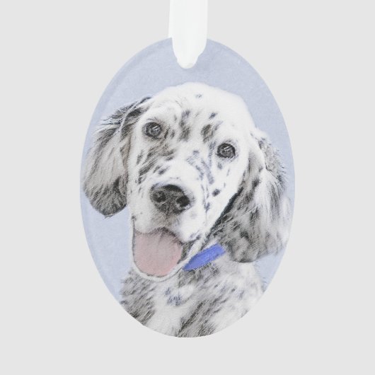 English Setter Blue Belton Malerei Hund Art Ornament (Rückseite)
