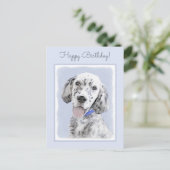 English Setter Blue Belton Malerei Hund Art Postkarte (Stehend Vorderseite)