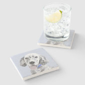 English Setter Blue Belton Malerei Hund Art Steinuntersetzer (Seitenansicht)