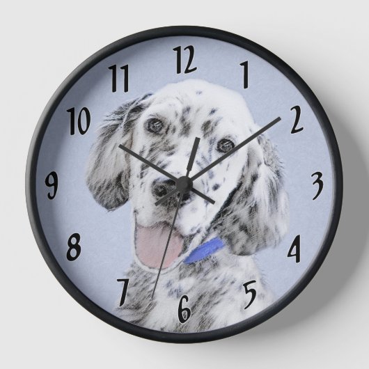 English Setter Blue Belton Malerei Hund Art Uhr (Vorderseite)