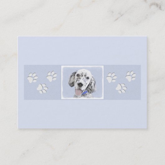 English Setter Blue Belton Malerei Hund Art Visitenkarte (Rückseite)