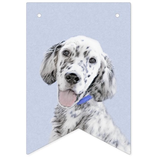English Setter Blue Belton Malerei Hund Art Wimpelkette (Zweite Fahne)