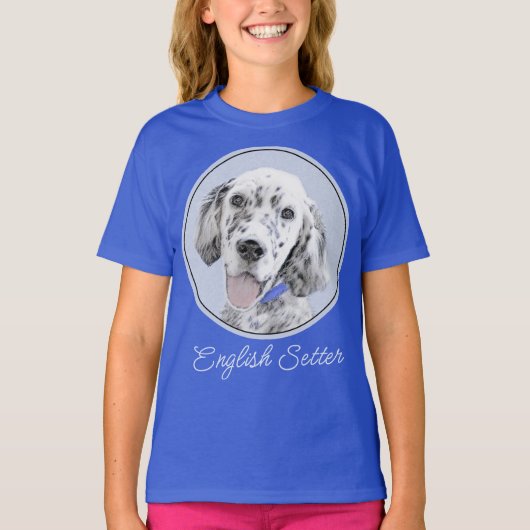 English Setter Blue Belton Painting Dog Art T-Shir T-Shirt (Vorderseite)