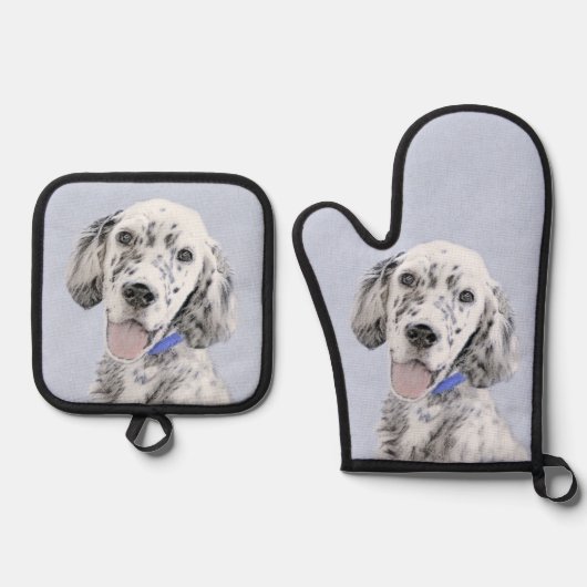 English Setter Blue Belton Painting Pet Dog Art Ofenhandschuh & Topflappen-Set (Vorderseite)