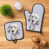 English Setter Blue Belton Painting Pet Dog Art Ofenhandschuh & Topflappen-Set (Oben Unten)
